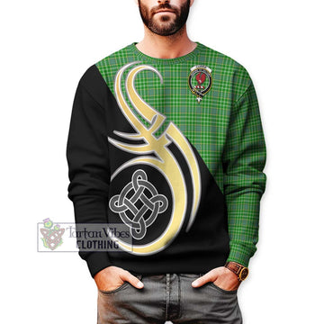 Currie Tartan Sweatshirt with Family Crest and Celtic Symbol Style Unisex - Tartan Vibes Clothing