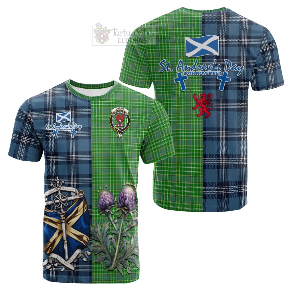 Currie Tartan Cotton T-shirt Happy St. Andrew's Day Half Tartan Style Kid's Shirt - Tartan Vibes Clothing