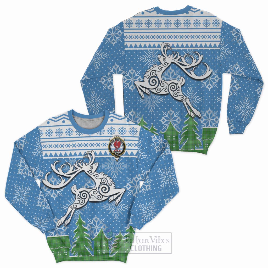 Currie Clan Christmas Sweatshirt Celtic Reindeer Style Unisex - Tartan Vibes Clothing