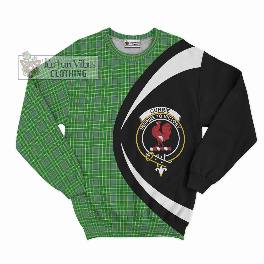 Currie Tartan Sweatshirt with Family Crest Circle Style Unisex - Tartan Vibes Clothing