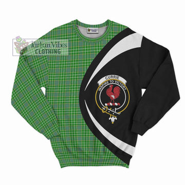 Currie Tartan Sweatshirt with Family Crest Circle Style Unisex - Tartan Vibes Clothing