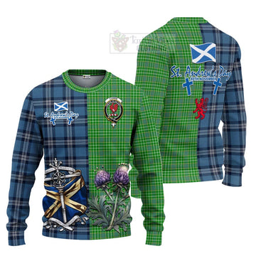 Currie Tartan Knitted Sweater Happy St. Andrew's Day Half Tartan Style Unisex - Tartan Vibes Clothing