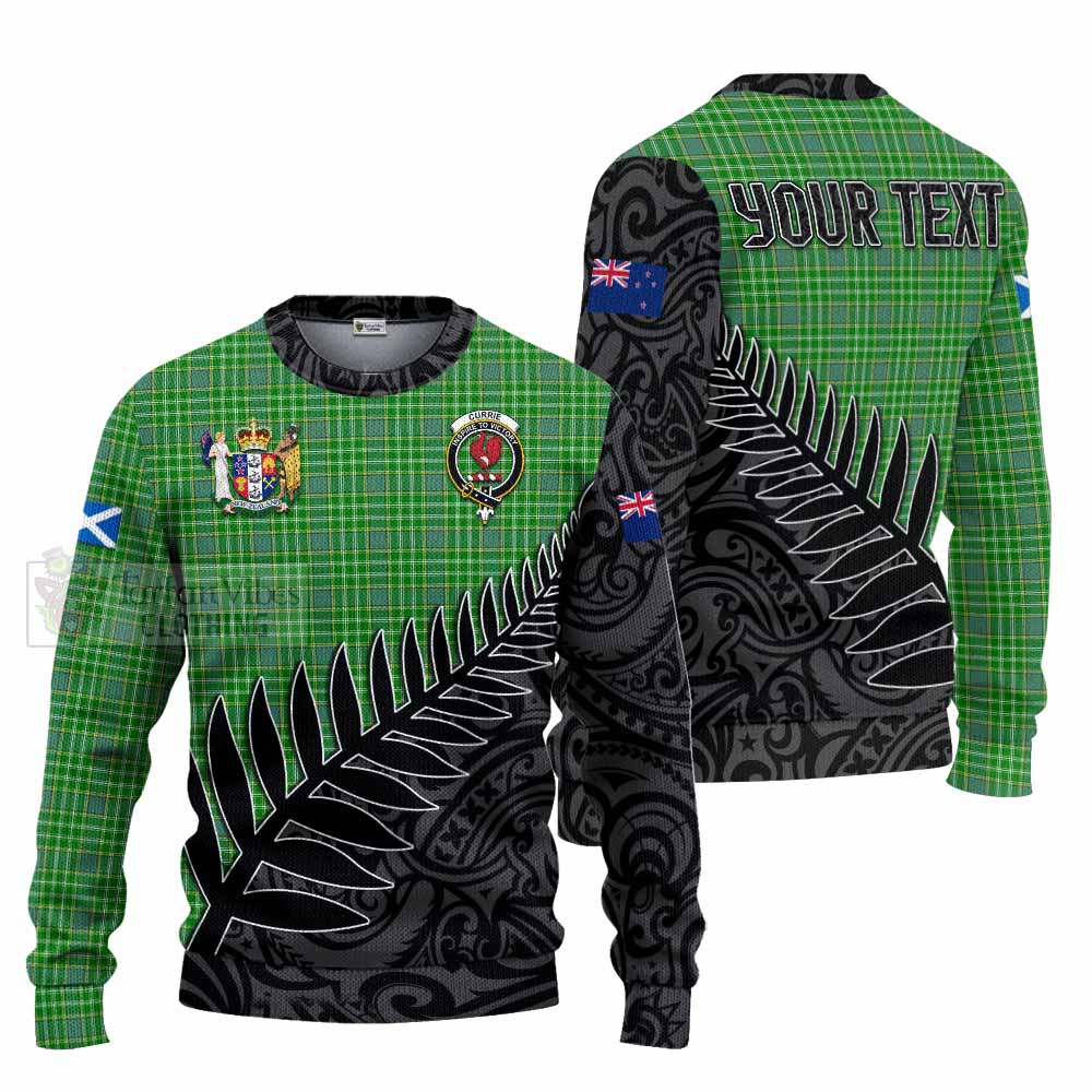 Currie Crest Tartan Knitted Sweater with New Zealand Silver Fern Half Style Unisex - Tartan Vibes Clothing