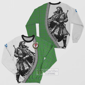 Currie Tartan Clan Crest Sweatshirt with Highlander Warrior Celtic Style Unisex - Tartan Vibes Clothing
