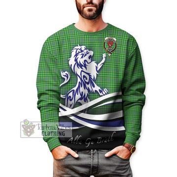 Currie Tartan Sweatshirt with Alba Gu Brath Regal Lion Emblem Unisex - Tartan Vibes Clothing