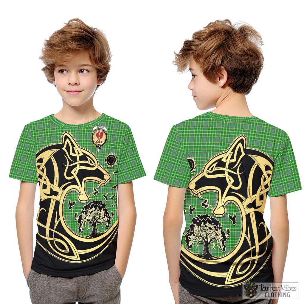Currie Tartan Kid T-Shirt with Family Crest Celtic Wolf Style Youth XL Size14 - Tartan Vibes Clothing