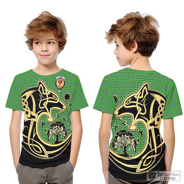 Currie Tartan Kid T-Shirt with Family Crest Celtic Wolf Style Youth XL Size14 - Tartan Vibes Clothing