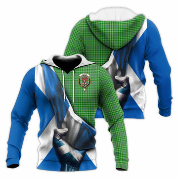 Currie Tartan Knitted Hoodie with Family Crest Scotland Patriotic Style Unisex Knitted Pullover Hoodie - Tartan Vibes Clothing