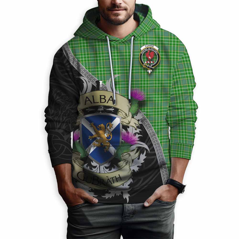 Currie Tartan Family Crest Hoodie Lion Rampant Royal Thistle Shield Celtic Inspired Pullover Hoodie - Tartan Vibes Clothing