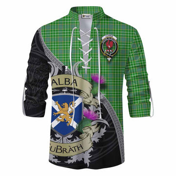 Currie Tartan Family Crest Ghillie Kilt Shirt Lion Rampant Royal Thistle Shield Celtic Inspired Men - Tartan Vibes Clothing