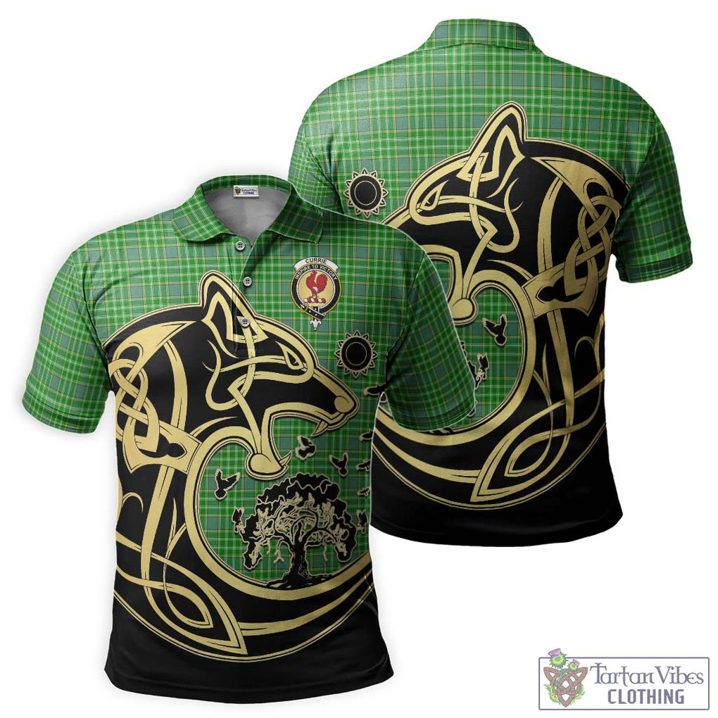 Currie Tartan Polo Shirt with Family Crest Celtic Wolf Style Kid - Tartan Vibes Clothing