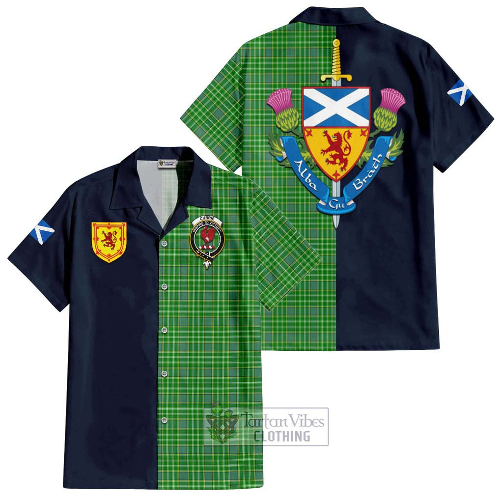 Currie Tartan Hawaiian Shirt Alba with Scottish Lion Royal Arm Half Style Kid - Tartan Vibes Clothing