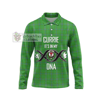 Currie Tartan Long Sleeve Polo Shirt with Family Crest DNA In Me Style Unisex - Tartan Vibes Clothing