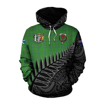 Currie Crest Tartan Cotton Hoodie with New Zealand Silver Fern Half Style Pullover Hoodie XS - Tartan Vibes Clothing