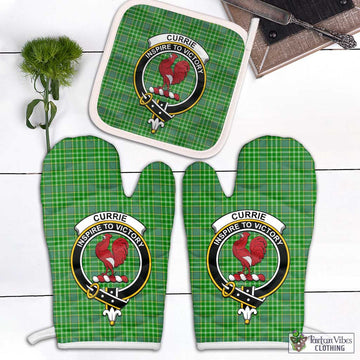 Currie Tartan Combo Oven Mitt & Pot-Holder with Family Crest Combo 2 Oven Mitt & 1 Pot-Holder Black - Tartan Vibes Clothing