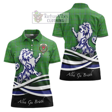 Currie Tartan Women's Polo Shirt with Alba Gu Brath Regal Lion Emblem Women - Tartan Vibes Clothing