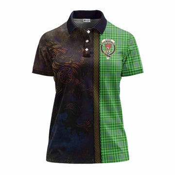 Tartan Vibes Clothing Currie Tartan Family Crest Women's Polo Shirt Alba Gu Brath Be Brave Lion Ancient Style