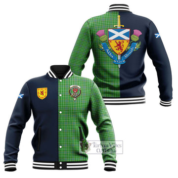 Currie Tartan Baseball Jacket Alba with Scottish Lion Royal Arm Half Style Unisex - Tartan Vibes Clothing