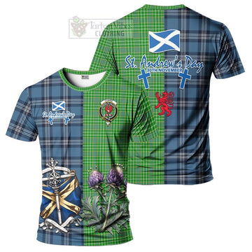 Currie Tartan T-Shirt Happy St. Andrew's Day Half Tartan Style