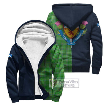 Currie Tartan Sherpa Hoodie Alba with Scottish Lion Royal Arm Half Style Unisex S - Tartan Vibes Clothing