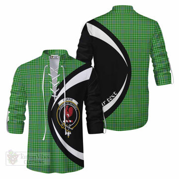 Currie Tartan Ghillie Kilt Shirt with Family Crest Circle Style Men - Tartan Vibes Clothing