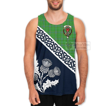 Currie Tartan Men's Tank Top Featuring Thistle and Scotland Map Men - Tartan Vibes Clothing