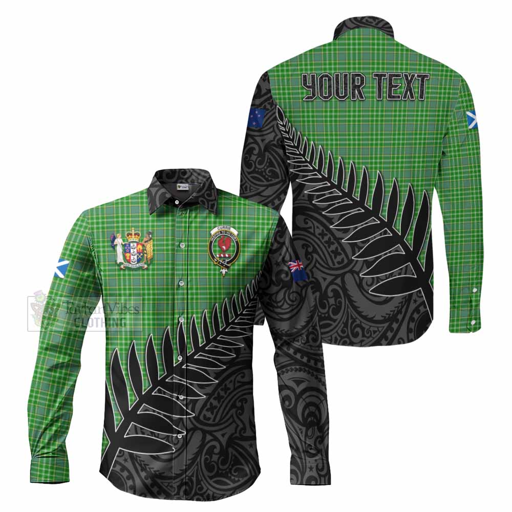 Currie Crest Tartan Long Sleeve Button Shirt with New Zealand Silver Fern Half Style Men's Shirt S - Tartan Vibes Clothing