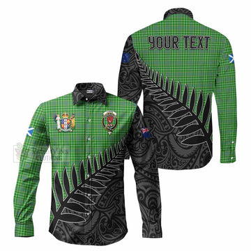 Currie Crest Tartan Long Sleeve Button Shirt with New Zealand Silver Fern Half Style Men's Shirt S - Tartan Vibes Clothing