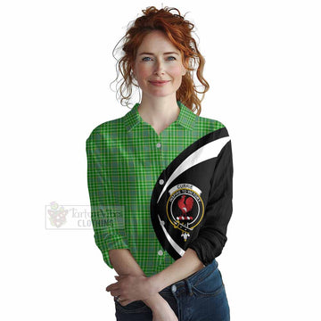 Currie Tartan Women's Casual Shirt with Family Crest Circle Style Female - Tartan Vibes Clothing