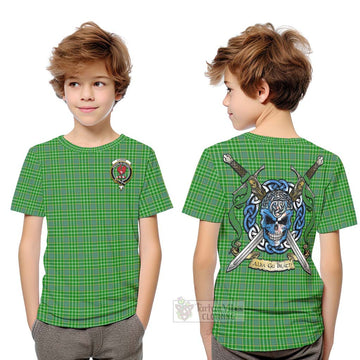 Currie Tartan Kid T-Shirt with Family Crest Celtic Skull Style Youth XL Size14 - Tartan Vibes Clothing