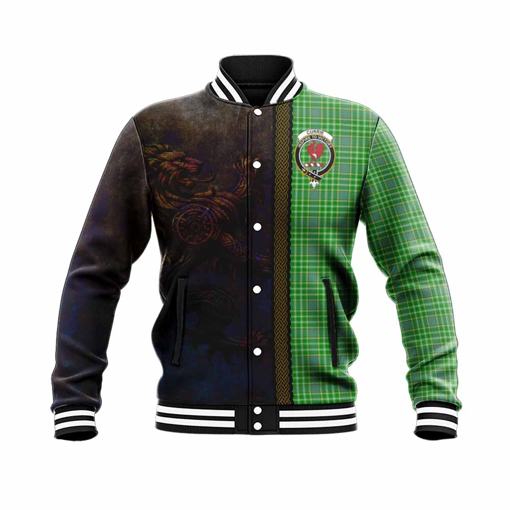 Currie Tartan Family Crest Baseball Jacket Alba Gu Brath Be Brave Lion Ancient Style Unisex - Tartan Vibes Clothing