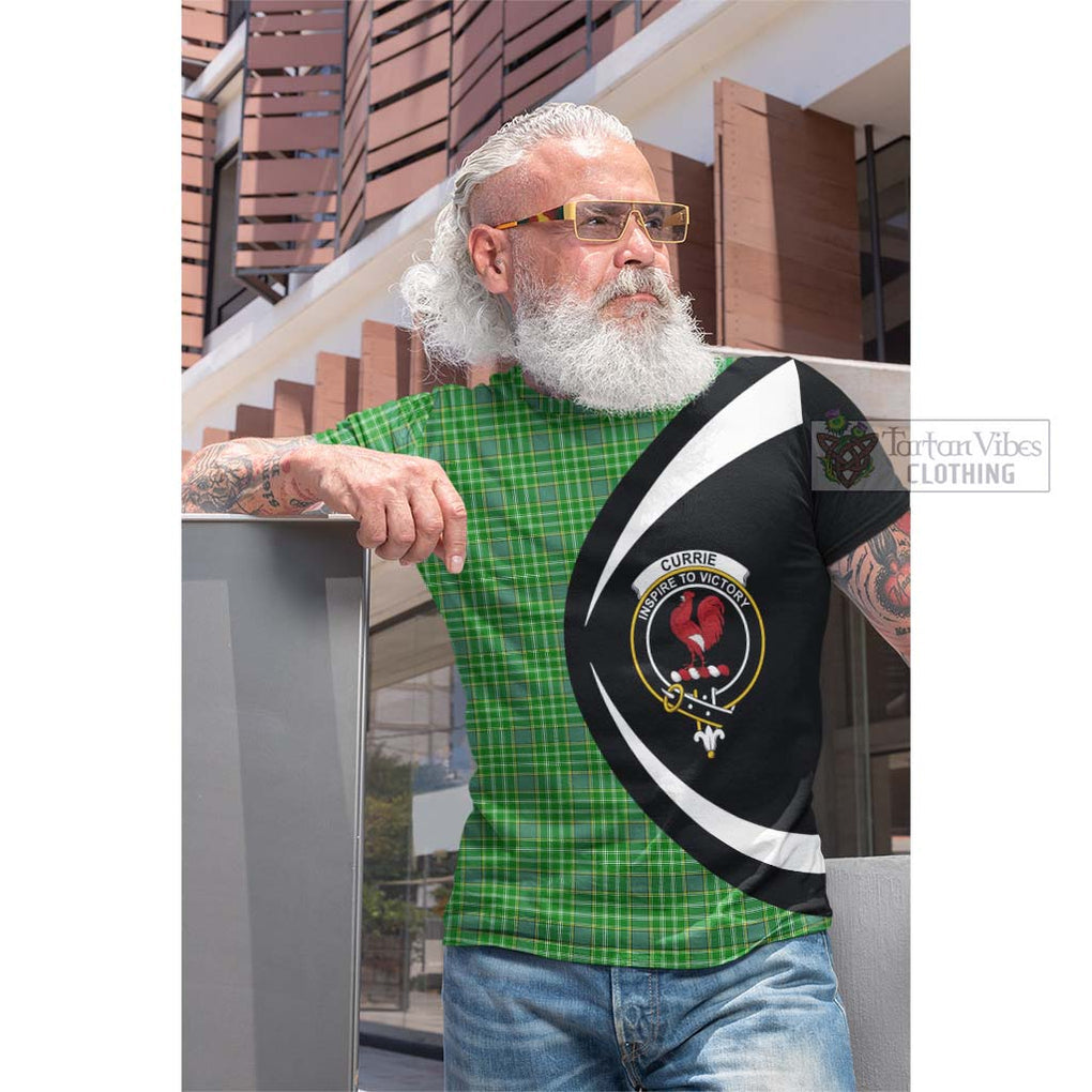 Currie Tartan Cotton T-shirt with Family Crest Circle Style Men's Shirt - Tartan Vibes Clothing