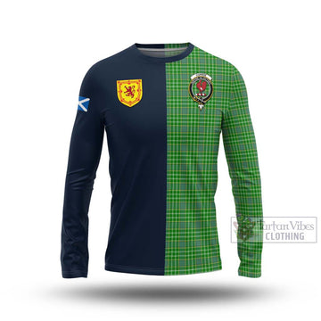 Currie Tartan Long Sleeve T-Shirt Alba with Scottish Lion Royal Arm Half Style Unisex - Tartan Vibes Clothing