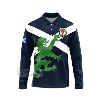 Currie Tartan Lion Rampant Long Sleeve Polo Shirt Proudly Display Your Heritage with Alba Gu Brath and Clan Name Unisex - Tartan Vibes Clothing