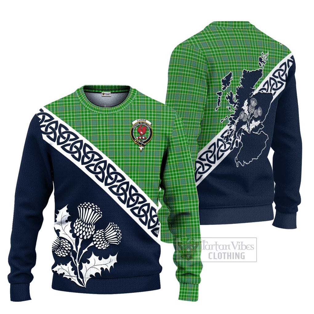 Currie Tartan Ugly Sweater Featuring Thistle and Scotland Map Unisex - Tartan Vibes Clothing