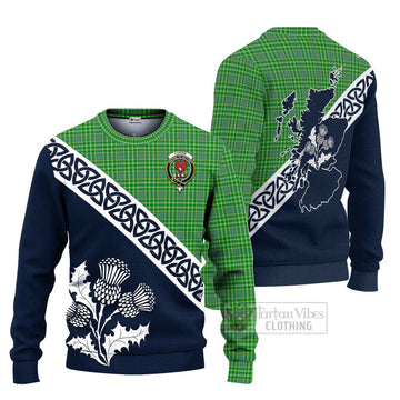 Currie Tartan Ugly Sweater Featuring Thistle and Scotland Map Unisex - Tartan Vibes Clothing