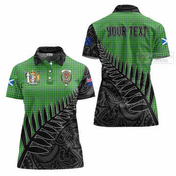 Currie Crest Tartan Women's Polo Shirt with New Zealand Silver Fern Half Style Women - Tartan Vibes Clothing