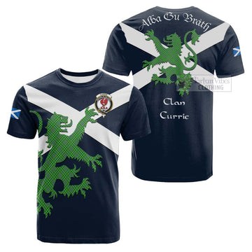 Currie Tartan Lion Rampant Cotton T-shirt Proudly Display Your Heritage with Alba Gu Brath and Clan Name Kid's Shirt - Tartan Vibes Clothing