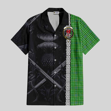 Currie Tartan Hawaiian Shirt with Family Crest Cross Sword Thistle Celtic Vibes Kid - Tartan Vibes Clothing