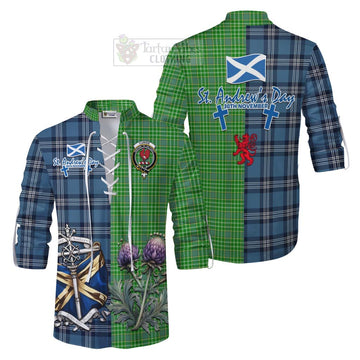 Currie Tartan Ghillie Kilt Shirt Happy St. Andrew's Day Half Tartan Style Men - Tartan Vibes Clothing