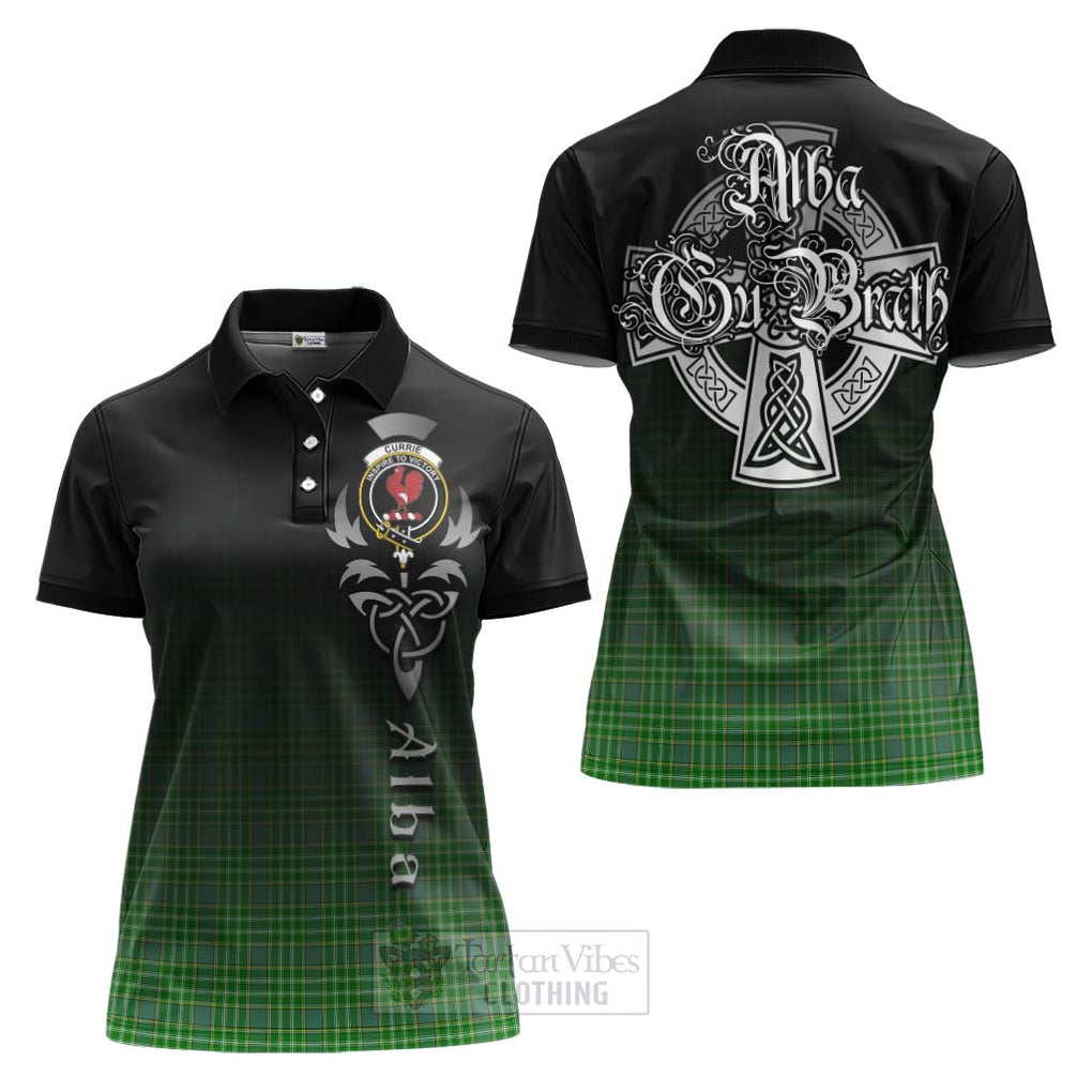 Currie Tartan Women's Polo Shirt Featuring Alba Gu Brath Family Crest Celtic Inspired Women - Tartan Vibes Clothing