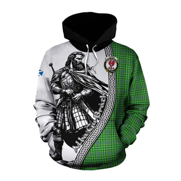 Currie Tartan Clan Crest Cotton Hoodie with Highlander Warrior Celtic Style Pullover Hoodie XS - Tartan Vibes Clothing