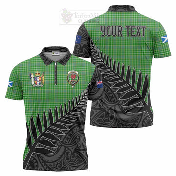 Currie Crest Tartan Zipper Polo Shirt with New Zealand Silver Fern Half Style Unisex - Tartan Vibes Clothing
