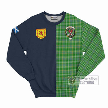 Currie Tartan Sweatshirt Alba with Scottish Lion Royal Arm Half Style Unisex - Tartan Vibes Clothing
