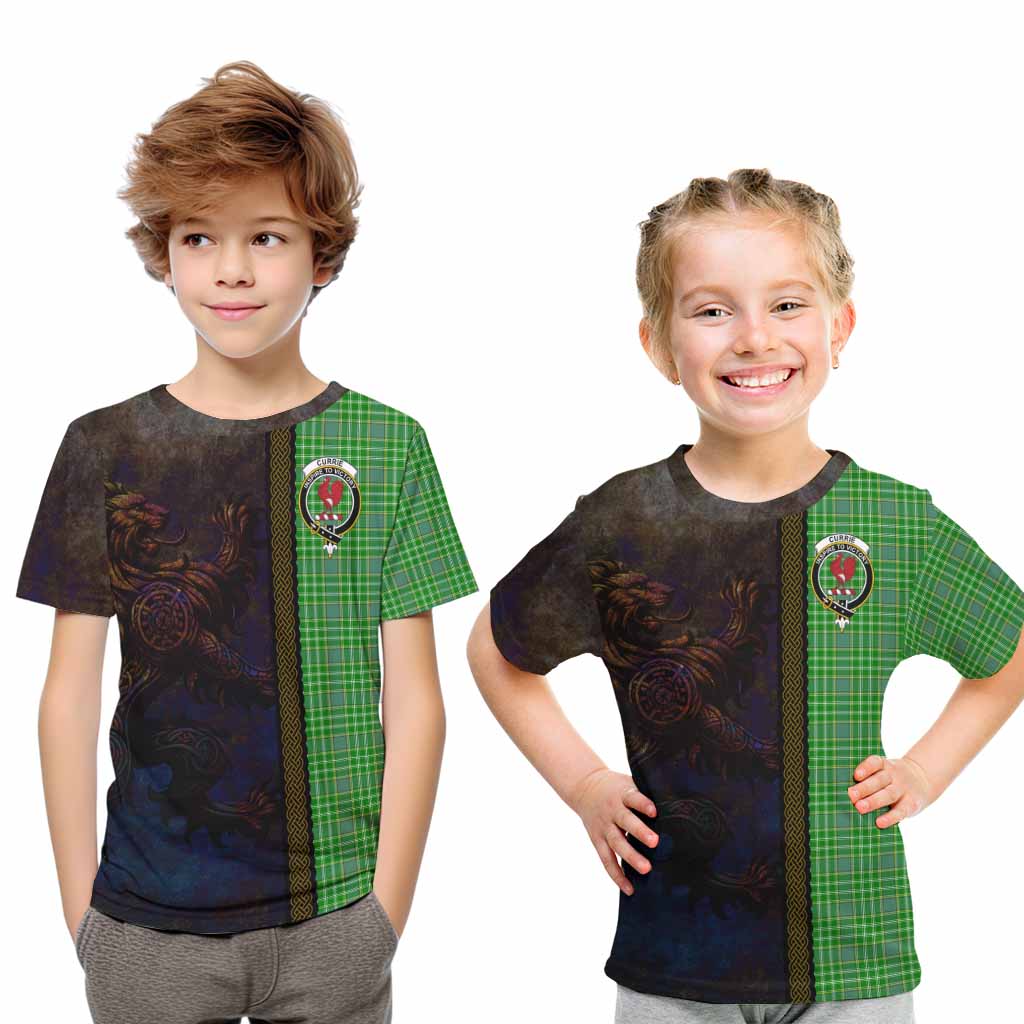 Currie Tartan Family Crest Kid T-Shirt Alba Gu Brath Be Brave Lion Ancient Style Youth XL Size14 - Tartan Vibes Clothing