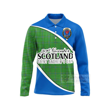 Currie Family Crest Tartan Long Sleeve Polo Shirt Celebrate Saint Andrew's Day in Style Unisex - Tartan Vibes Clothing