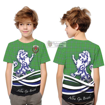 Currie Tartan Kid T-Shirt with Alba Gu Brath Regal Lion Emblem Youth XL Size14 - Tartan Vibes Clothing
