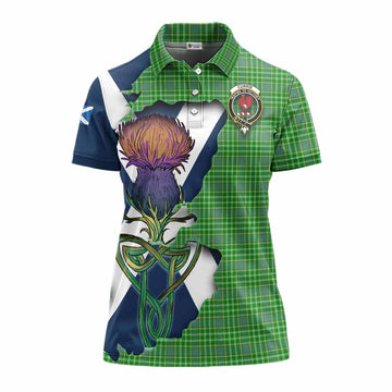 Currie Tartan Family Crest Women's Polo Shirt Scottish Thistle Celtic Inspired Women - Tartan Vibes Clothing