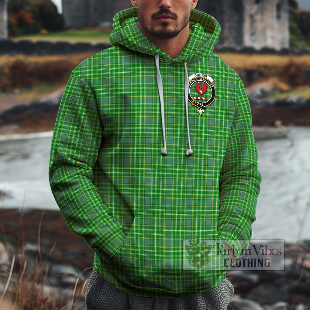 Currie Tartan Cotton Hoodie with Family Crest Zip Hoodie - Tartan Vibes Clothing