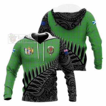 Currie Crest Tartan Knitted Hoodie with New Zealand Silver Fern Half Style Unisex Knitted Pullover Hoodie - Tartan Vibes Clothing